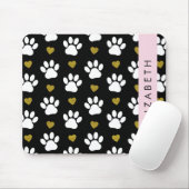 Hundepaws, weiße Paws, goldene Herzen, Ihr Name Mousepad (Mit Mouse)