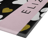 Hundepaws, weiße Paws, goldene Herzen, Ihr Name Schneidebrett (Ecke)