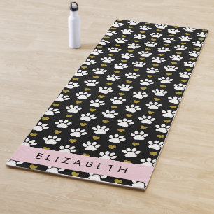 Hundepaws, weiße Paws, goldene Herzen, Ihr Name Yogamatte