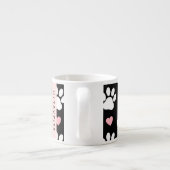 Hundepaws, weiße Paws, rosa Herzen, Ihr Name Espressotasse (Rückseite)
