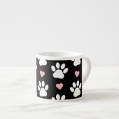 Hundepaws, weiße Paws, rosa Herzen, Ihr Name Espressotasse (Vorderseite Rechts)