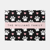 Hundepaws, weiße Paws, rosa Herzen, Ihr Name Fußmatte (Vorderseite)