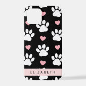 Hundepaws, weiße Paws, rosa Herzen, Ihr Name iPhone Hülle (Rückseite)