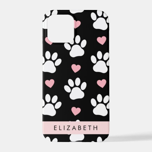 Hundepaws, weiße Paws, rosa Herzen, Ihr Name iPhone Hülle (Rückseite)