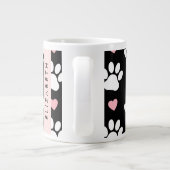 Hundepaws, weiße Paws, rosa Herzen, Ihr Name Jumbo-Tasse (Rückseite)