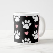 Hundepaws, weiße Paws, rosa Herzen, Ihr Name Jumbo-Tasse (Vorderseite Rechts)
