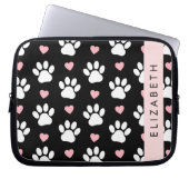 Hundepaws, weiße Paws, rosa Herzen, Ihr Name Laptopschutzhülle (Vorderseite)