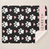 Hundepaws, weiße Paws, rosa Herzen, Ihr Name Sherpadecke (Vorderseite (Horizontal))
