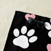 Hundepaws, weiße Paws, rosa Herzen, Ihr Name Strandtuch (Beispiel)