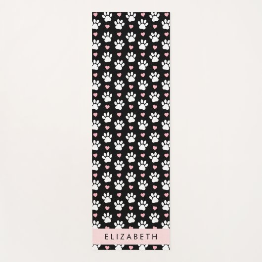 Hundepaws, weiße Paws, rosa Herzen, Ihr Name Yogamatte (Vorderseite)