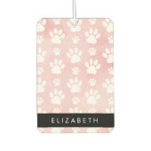 Hundepaws, weiße Paws, rosa Wasserfarben, Ihr Name Autolufterfrischer (Vorderseite)