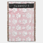 Hundepaws, weiße Paws, rosa Wasserfarben, Ihr Name Decke (Vorderseite Vertikal)