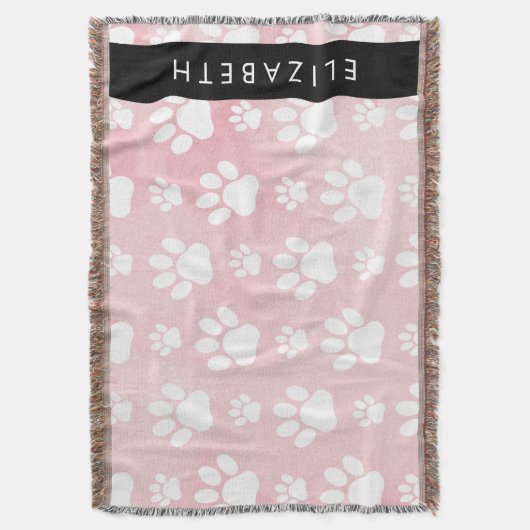 Hundepaws, weiße Paws, rosa Wasserfarben, Ihr Name Decke (Vorderseite Vertikal)