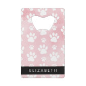 Hundepaws, weiße Paws, rosa Wasserfarben, Ihr Name Geldbeutel Flaschenöffner (Rückseite)