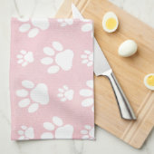 Hundepaws, weiße Paws, rosa Wasserfarben, Ihr Name Geschirrtuch (Viertel Falte)