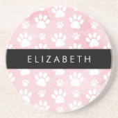 Hundepaws, weiße Paws, rosa Wasserfarben, Ihr Name Getränkeuntersetzer (Vorne)