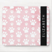 Hundepaws, weiße Paws, rosa Wasserfarben, Ihr Name Mousepad (Vorne)