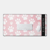 Hundepaws, weiße Paws, rosa Wasserfarben, Ihr Name Schreibtischunterlage (Tastatur & Maus)