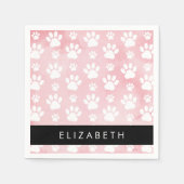 Hundepaws, weiße Paws, rosa Wasserfarben, Ihr Name Serviette (Vorderseite)
