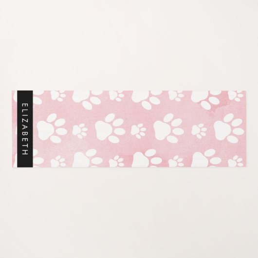 Hundepaws, weiße Paws, rosa Wasserfarben, Ihr Name Yogamatte (Rückseite (Horizontal))
