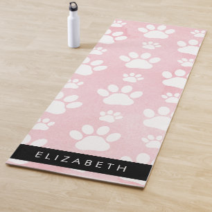 Hundepaws, weiße Paws, rosa Wasserfarben, Ihr Name Yogamatte