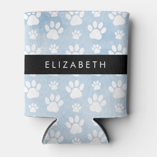 Hundepfähle, weiße Paws, blaue Wasserfarben, Ihr N Dosenkühler (Vorderseite)