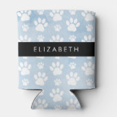Hundepfähle, weiße Paws, blaue Wasserfarben, Ihr N Dosenkühler (Rückseite)