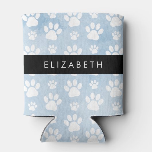 Hundepfähle, weiße Paws, blaue Wasserfarben, Ihr N Dosenkühler (Rückseite)