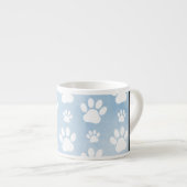 Hundepfähle, weiße Paws, blaue Wasserfarben, Ihr N Espressotasse (Vorderseite Rechts)