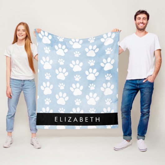 Hundepfähle, weiße Paws, blaue Wasserfarben, Ihr N Fleecedecke (Beispiel)