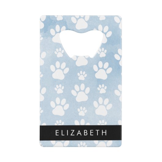 Hundepfähle, weiße Paws, blaue Wasserfarben, Ihr N Geldbeutel Flaschenöffner (Vorderseite)