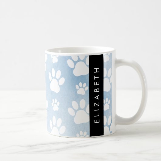 Hundepfähle, weiße Paws, blaue Wasserfarben, Ihr N Kaffeetasse (Rechts)