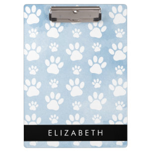 Hundepfähle, weiße Paws, blaue Wasserfarben, Ihr N Klemmbrett