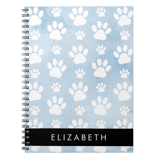 Hundepfähle, weiße Paws, blaue Wasserfarben, Ihr N Notizblock (Vorderseite)