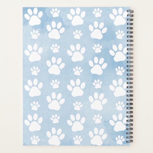 Hundepfähle, weiße Paws, blaue Wasserfarben, Ihr N Planer (Rückseite)