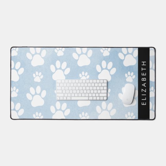 Hundepfähle, weiße Paws, blaue Wasserfarben, Ihr N Schreibtischunterlage (Tastatur & Maus)