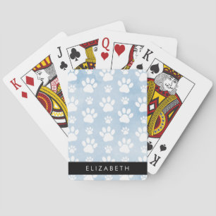 Hundepfähle, weiße Paws, blaue Wasserfarben, Ihr N Spielkarten