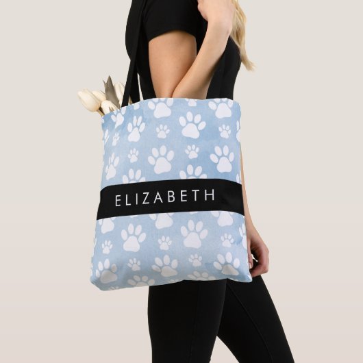 Hundepfähle, weiße Paws, blaue Wasserfarben, Ihr N Tasche (Von Nahem)