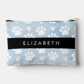 Hundepfähle, weiße Paws, blaue Wasserfarben, Ihr N Zubehörtasche (Rückseite)