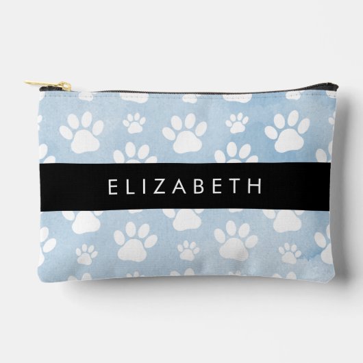 Hundepfähle, weiße Paws, blaue Wasserfarben, Ihr N Zubehörtasche (Vorderseite)