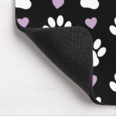 Hundepfähle, weiße Pfoten, Lilac-Herzen, Ihr Name Mousepad (Ecke)