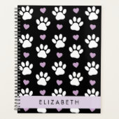 Hundepfähle, weiße Pfoten, Lilac-Herzen, Ihr Name Planer (Vorderseite)