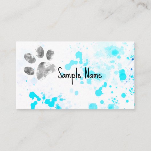 Hundepflaster türkisfarbenes Aquarelldesign Visitenkarte (Vorderseite)