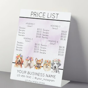 Hundepflege Blumen Aquarell Service Preisliste Sockelschild