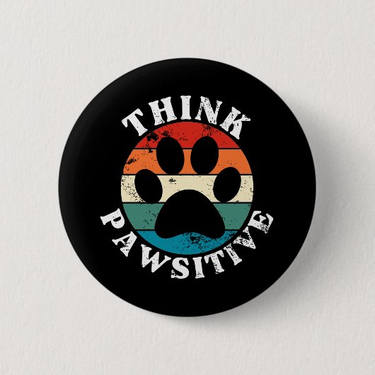 Hundepfote Denk Positiv Button (Vorderseite)