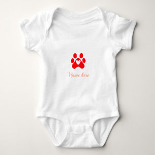 Hundepfote rotes Herz Haustier Name Text Tierpfote Baby Strampler