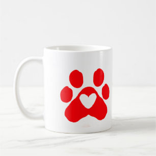 Hundepfote rotes Herz Haustier Name Text Tierpfote Kaffeetasse
