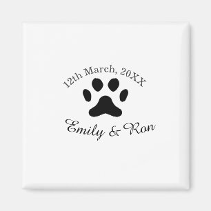 Hundepfote schwarz Haustier Hochzeitspaar Name Dat Magnet