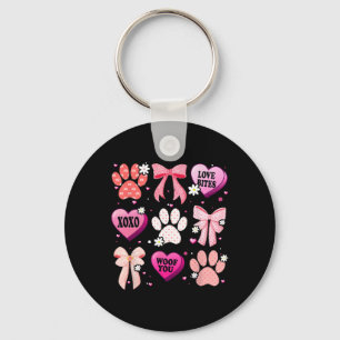 Hundepfoten-Coquette-Bogen Herz Valentinstag Hunde Schlüsselanhänger