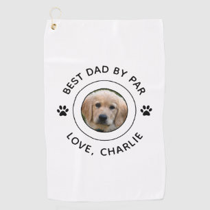 Hundepfoten-Foto-Text-Golf-Wortspiel Bester Vater Golfhandtuch